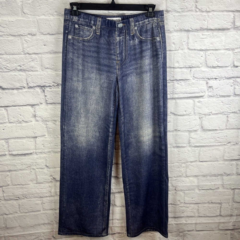 Sold Mia Rosabella Wide Leg Faux Denim Print Western Stretch Sweatpant Jean